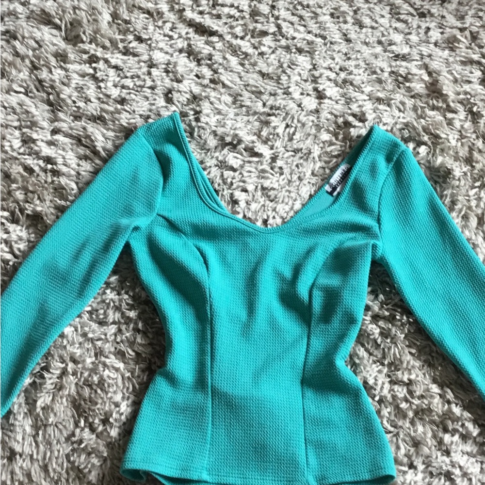 Contempo casual Teal Long Sleeve Top Xs